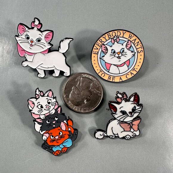 Marie Kitten Lapel Pin Cat Aristocat Pink Bow Bundle Accessories Jewelry Brooch - Picture 4 of 11